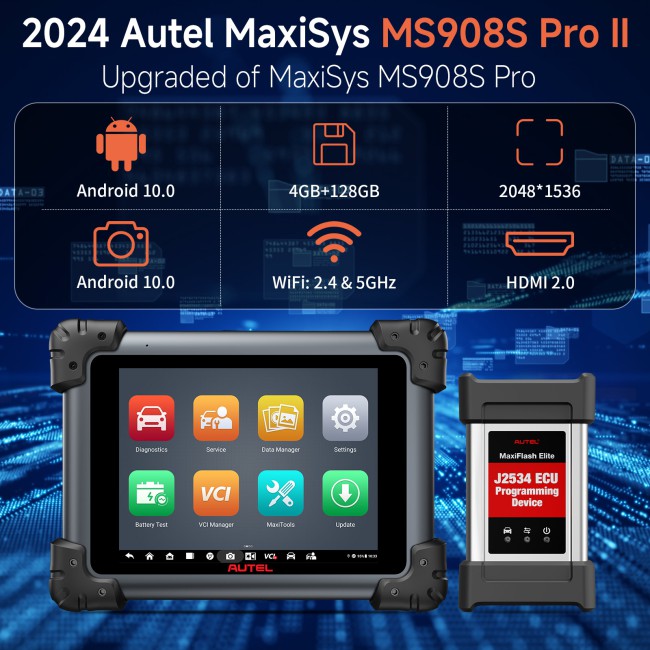Autel MaxiSys MS908S Pro II with MSOBD2KIT Non-OBDII Adapters Support SCAN VIN and Pre&Post Scan Get Free Autel MV108S