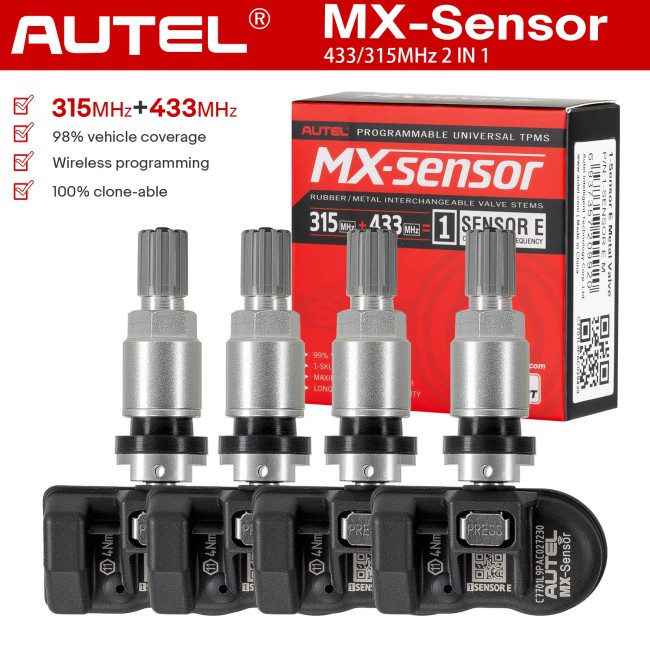 4PCS 100% Original V5.03 Autel MX-Sensor 433MHz/315MHz Universal Programmable TPMS Sensor