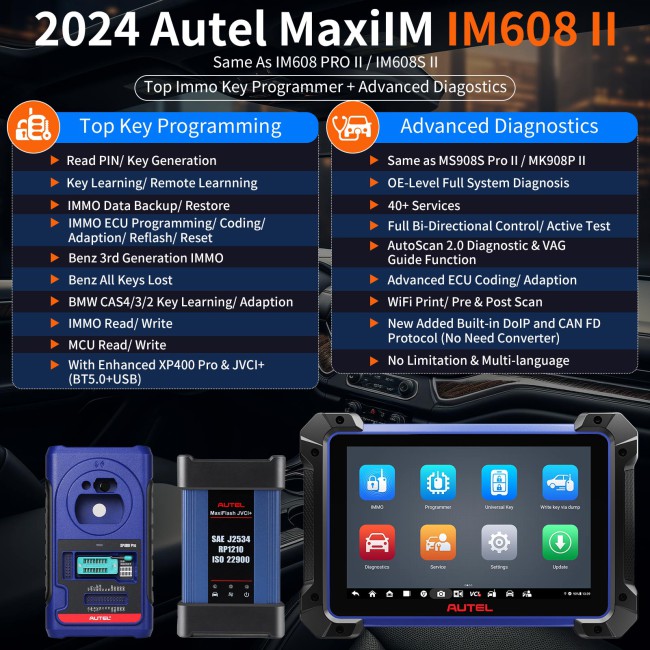 2024 Autel MaxiIM IM608 PRO II (IM608S II/ IM608 II) Automotive All-In-One Key Programming Tool Support All Key Lost