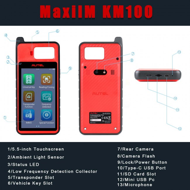 Autel MaxiIM KM100 KM100E Auto Key IMMO Universal Key Generator Kit in Open OBD Mode via Immobilizer Free Update Online