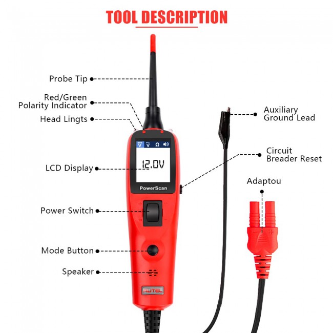 100% Original Autel PowerScan PS100 Electrical System Diagnosis Tool