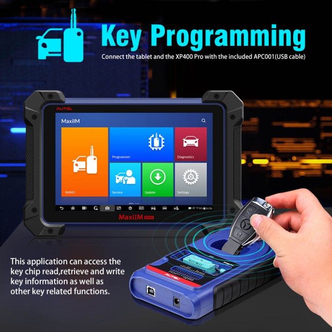 Autel MaxiIM IM608 Pro Kit Car Key Programming Tool with XP400 Pro IMMO Programmer and J2534 with Autel MaxiIM KM100 Key Generator Kit