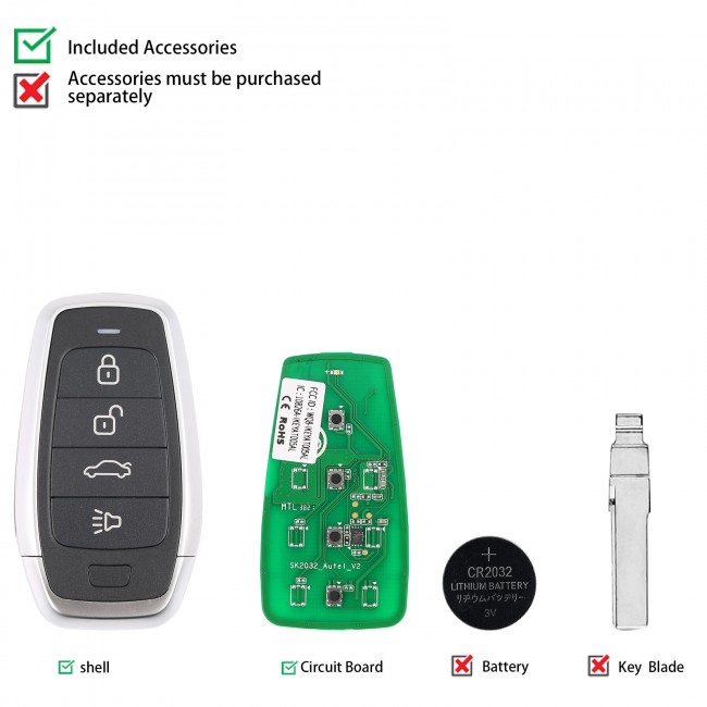 AUTEL IKEYAT004CL AUTEL Independent 4 Button Universal Smart Key - Trunk 10pcs/lot