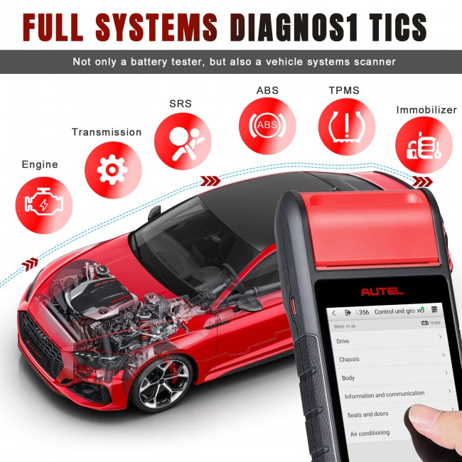 Autel MaxiBAS BT608E OBD2 Scanner built-in Thermal Printer Touchscreen Battery Tester Electrical System Analyzer All System