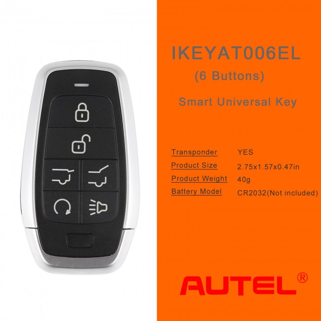 AUTEL IKEYAT006EL Independent 6 Buttons Universal Smart Key - Hatch / Hatch Glass / Remote Start 10pcs/lot