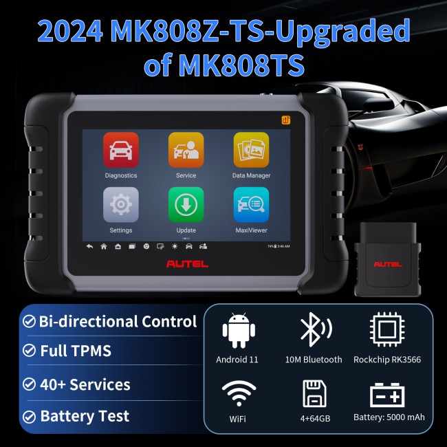 2024 Autel MaxiCOM MK808TS MK808Z-TS MK808S-TS Full Auto Diagnose and TPMS Tool Bluetooth All Systems Diagnoses