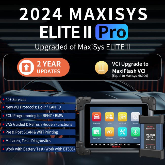 Multi-language Autel MaxiSys Elite II Pro 9.7'' Android 10 Diagnostic Tablet with MaxiFlash VCI Upgraded of Elite II Get Free with BT506