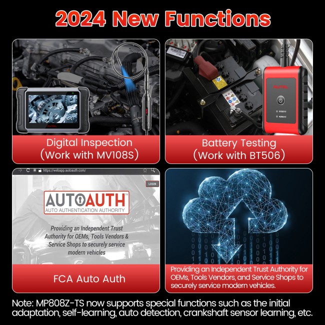 Multi-language 2024 Autel MaxiPRO MP808TS MP808Z-TS MP808S-TS Full Diagnose & TPMS Relearn Tool Sensor Programming Newly Adds Battery Testing